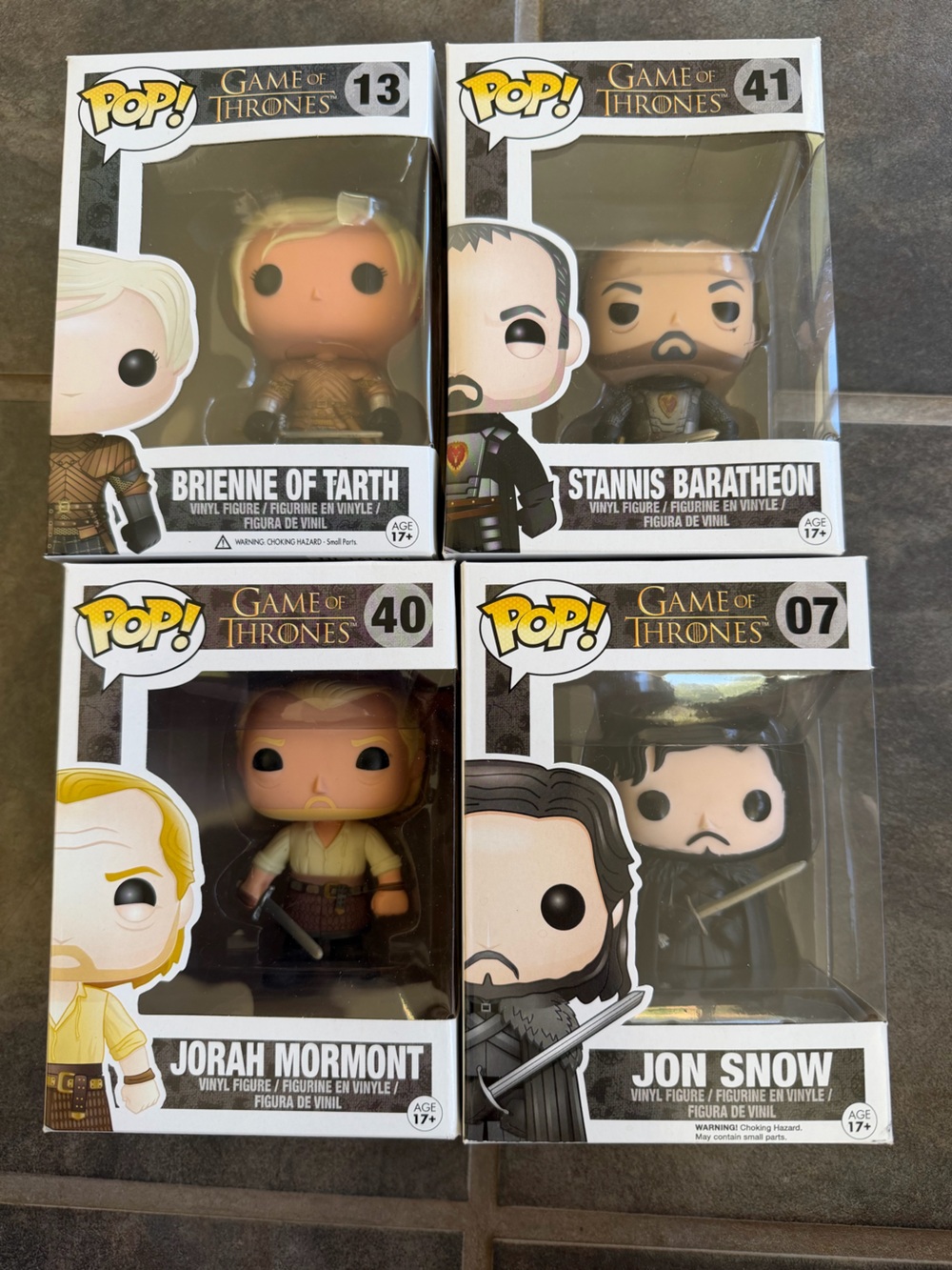 Game of Thrones Funko Pop! Jorah, Jon Snow, Brienne, Stannis NWT